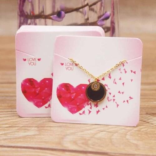 24designs 5*5cm Fashion Jewelry Display Necklace charms package card 50pc romantic heart valentines day gifts package card
