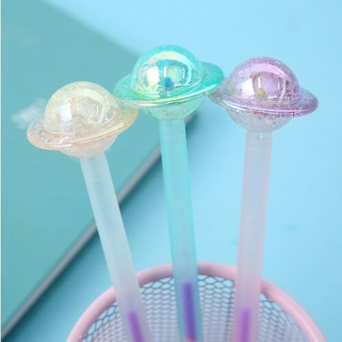 24Pcs/Lot Kawaii Colored Pens Glitter Crystal Planet Cute Funny Stationery Ballpoint ball Back to School Kids Girl Student Gift