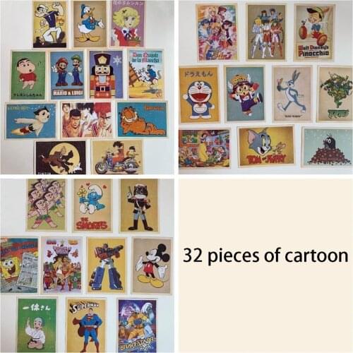 32 pcs retro nostalgic dormitory room wall decoration painting cards photo art abstract postcard wall sticker posters