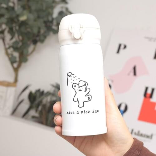 350ml Stainless Steel Thermos Water Bottle For Girls Stainless Steel Cute Bear Travel Tea Coffee Mug Vacuum Flask Thermal Cup