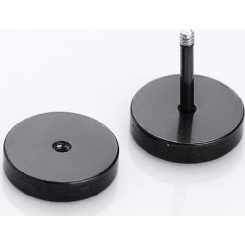 80% 3-14mm Hot Sale Men Cool Punk Earrings Round Black Stainless Steel Ear Stud Piercing Earrings aretes de mujer серьги женские