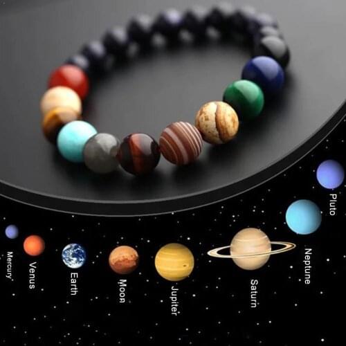 Eight Planets Bead Bracelet Men Women Unisex Natural Solar Bracelet For Men Universe Jewelry Stone Gift A9C5