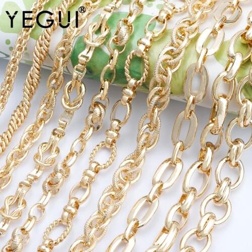YEGUI C172,diy chain,18k gold plated,0.3microns,hand made,copper metal,charms,jewelry making,diy bracelet necklace,1m/lot
