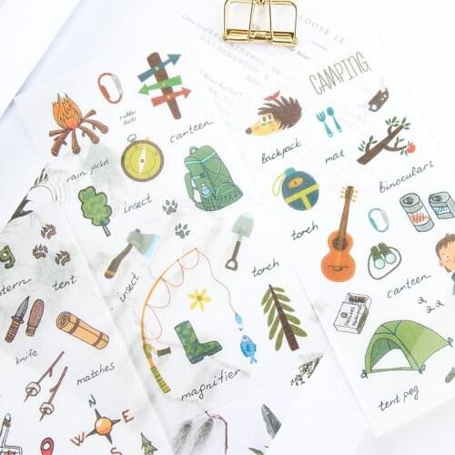 6 pcs/pack camping outfit Decorative Washi Stickers Scrapbooking Stick Label Diary Stationery Album Stickers