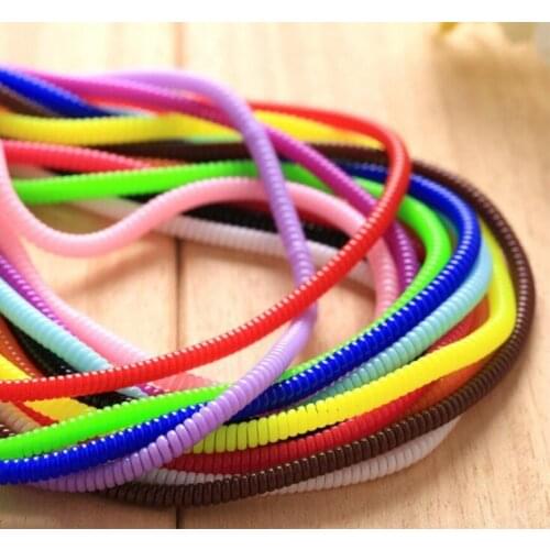 Hoqueen 20pcs/lot Solid Color TPU spiral USB Charger cable cord protector wrap cable winder for charging cables organizer