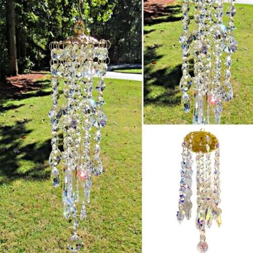 Crystal Wind Chimes For Bedroom Outdoor Garden Yard Lawn Deco Crystal Wind Chimes Suncatcher Rainbow Chaser Curtain Pendant Gift