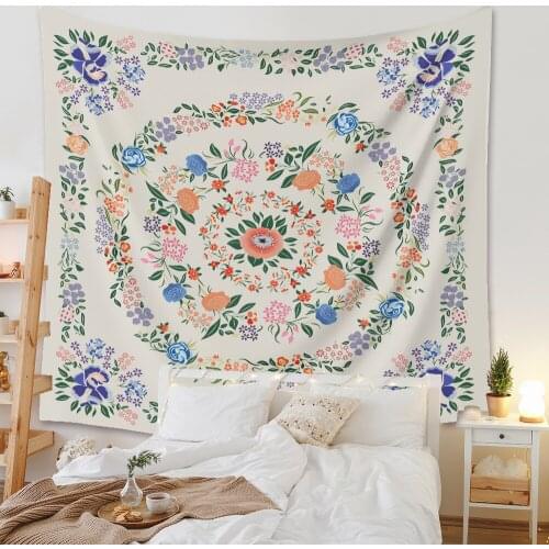 Indian Mandala Tapestry Wall Hanging Flower Decor Large Aesthetic Art Hippie Bohemian Romantic Room Home Decoration Tapisserie