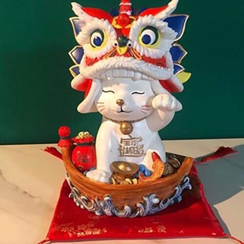 Chinese Style Home Decor Room Decor Originality Fortune Cat Tabletop Ornaments Statue Ornament Home Accessories Holiday Gifts