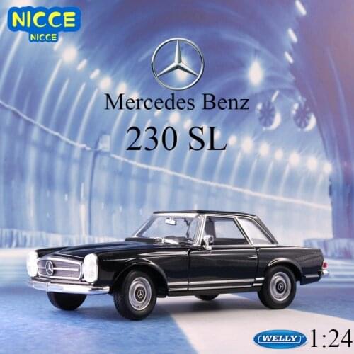 Welly Diecase 1:24 M B 1963 230 SL Red White Black High Simulation Vehicle Alloy Metal Model Car