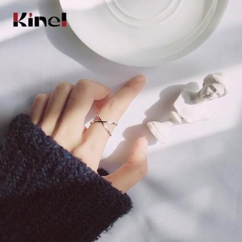 Kinel Vintage 925 Sterling Silver Cross Rings for Women Wedding Trendy Jewelry Large Adjustable Antique Rings Anillos