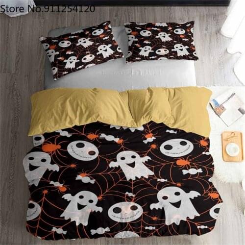 3D Bedding Set Halloween Print Duvet Cover Set ghost Cartoon Kids Gift Bed Quilt Cover Single Double Queen King Size Bedding