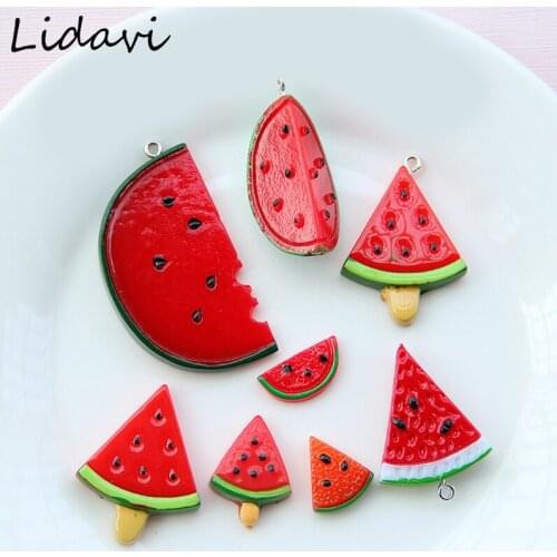 Lidavi Cute Simulation Fruit Watermelon Accessories DIY Handmade Pendant Fashion Mobile Phone Case Making Material New 10pcs/bag
