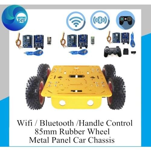 Remote Control RC Metal Car Chassis Wifi Control C200 85mm Plastic Wheel Model Set Handle Control 4WD Car Kit For Arduino DIY