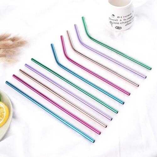 Reusable Drinking Straw Eco-Friendly Stainless Steel Straws Metal Colorful Straws Bar Party Accessory Portable 6/8/12mm Straws