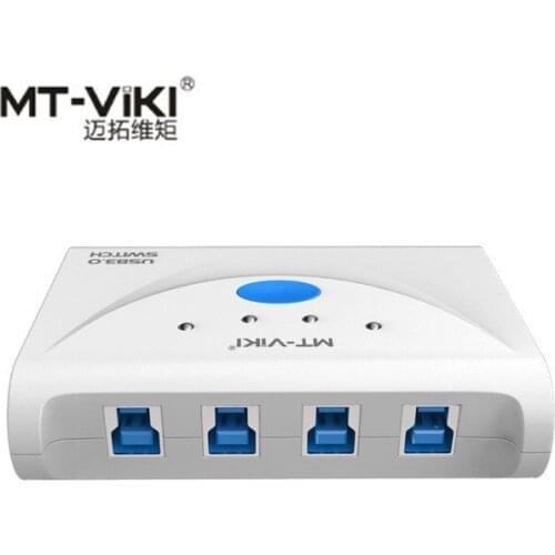 MT-VIKI 4 Port USB3.0 Switch with External Power Supply 5Gbps SS Super Speed USB 3.0 Selector for Printer HDD Recorder Sharing