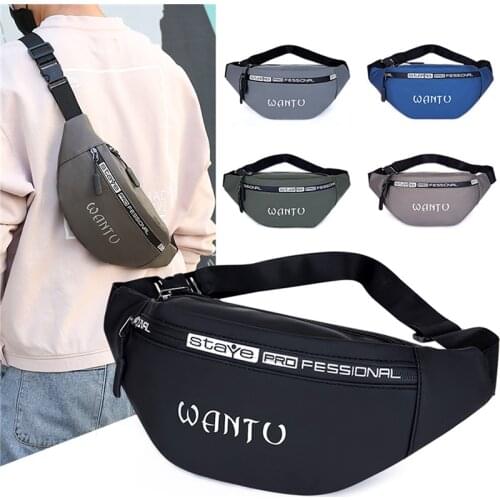 Men Waist Bag, Sports Pack, Zipper Multi-Functional Outdoor Shoulder Slant Letters Printed Chest Bag