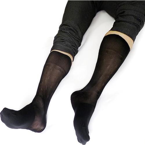 Sheer Thin Mens Nylon Silk Socks Dress Suits Male Formal TNT Socks Stocking Transparents Black Navy Drop Shipping