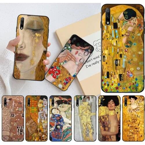 CUTEWANAN Kiss by Gustav Klimt Soft black Phone Case For Huawei Nova 6se 7 7pro 7se honor 7A 8A 7C Prime2019