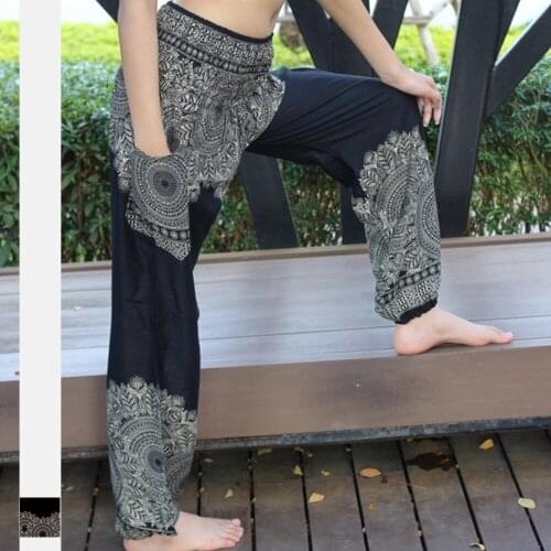 2019 new women yoga pants indian printed loose hippie bloomers sweatpants running jogging casual fitness workout pants trousers