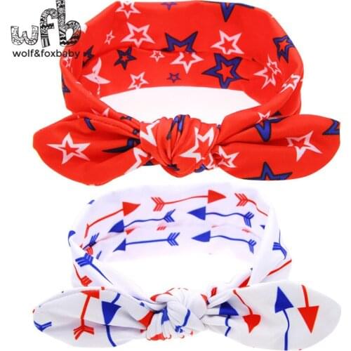 Retail headband printing feather arrows rabbit ears fashion hair accessories baby infant Kids children