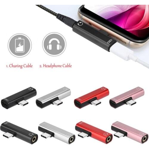 2 in 1 USB Type-c Splitter Connector Typec To 3.5mm Jack Aux Audio Charger Adapter for Huawei Xiaomi Sumsang OPPO Accessories