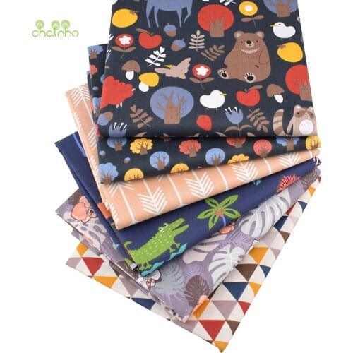 Chainho,Dark Color Series,Print Twill Cotton Fabric,DIY Quilting Sewing For Baby &Children Sheet,Pillow,Toys Material,Half Meter