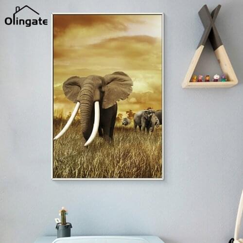 Nordic Modern Simplicity Canvas Painting Elephant Wall Art Animals One Piece Poster Safari Canvas Pictures Kids Room Home Decor