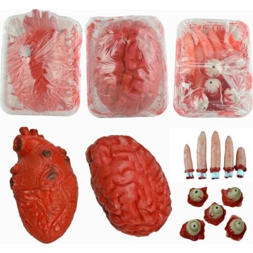 Scary Halloween Scene Decoration Props Artificial Heart Tricky Brain Severed Finger Eyeball Horror Party Bar Decorative Props