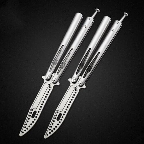 Tacy 3 III Butterfly In Knife Steel Handle 5CR15MOV Blade Sanding Jilt Knife Free-swinging Flail Folding Pocket Knifes