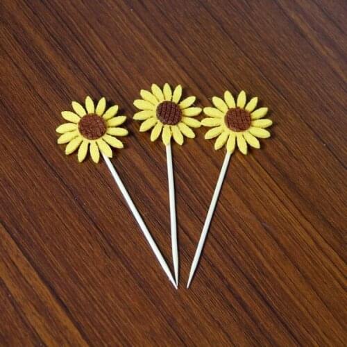 Cake toppers sunflower paper cards banner for fruit Cupcake Wrapper Baking Cup tea birthday party wedding decoration Wh