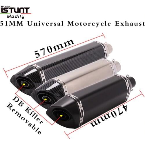 51MM Universal Motorcycle Exhaust Pipe With Muffler DB Killer Escape Moto For Yamaha Honda Duke Kawasaki Ducati Slip-on