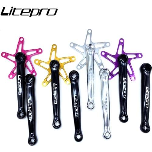 Litepro Folding Bike Aluminum Alloy Crank 170mm Bicycle Square Hole Crankset Chainwheel 130BCD Ultralight Chainring For Brompton