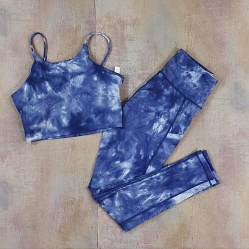 Tie Dye Women Sport Set Gym Clothing Fitness Sportswear Workout Colthes for Women Two Piece Set Sports Bra Active Wear Suits