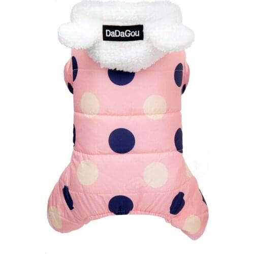 Winter Warm Dog Puppy Clothes Dog Clothes Hoodie Coat with Polka Dot for Small Pet Clothes Jumpsuit