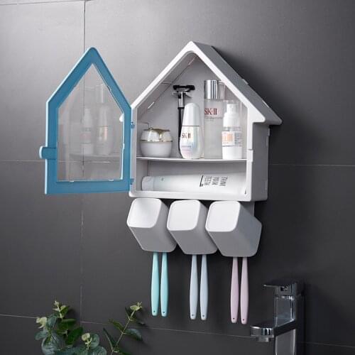 1Set Plastic Toothbrush Holder Toothpaste Storage Rack Tooth Brush Dispenser Wall Mount Bathroom Organizer Accessories Tools