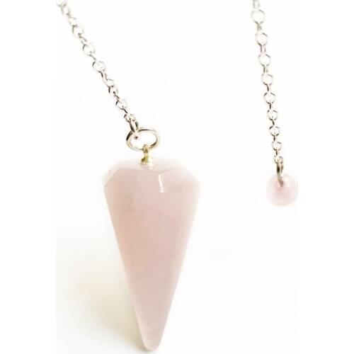 1pc Natural Pink Rose Quartz Crystal Divination Crystal Pendulums Healing Dowsing Tool Polished 12 Faceted Stone Dropshipping
