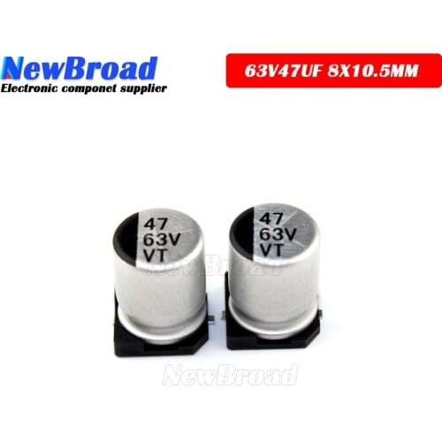 10PCS SMD Aluminum Electrolytic Capacitor 63V47UF 8*10.5MM 47UF63V 63V 47UF