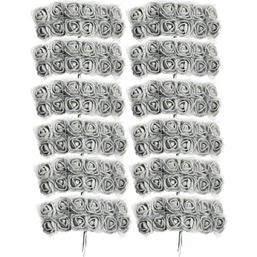 144x Artificial Miniature Foam Rose Flower Wedding Bouquet DIY