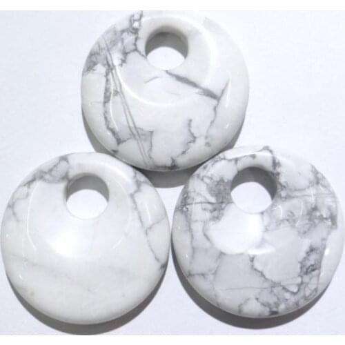 30mm Natural stone amethys Quartz crystal lazuli donut charm pendant for diy jewelry making necklace for men woman 2020 hot 6pc