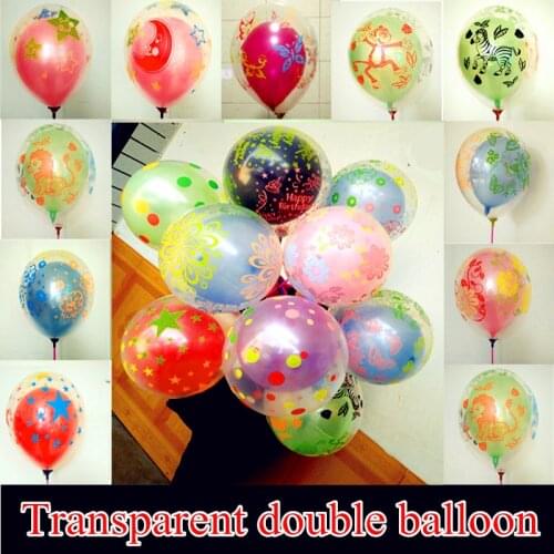 30pcs Double Balloon 12inch Lovely latex balloon Transparent Wedding Birthday party Decorations children kids toys gifts