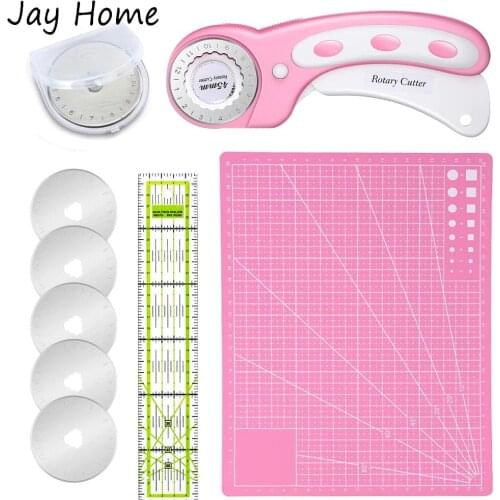 45MM Rotary Cutter Fabric Quilting Set & Replacement Blades & A4 Cutting Mat & Acrylic Ruler DIY Rotary Cutter Sewing Craft