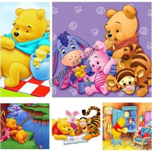 5D DIY Diamond Painting Disney Cartoon Bear Diamond Embroidery Cross Stitch Kits Winnie The Pooh and Tigger Home Decor Gift