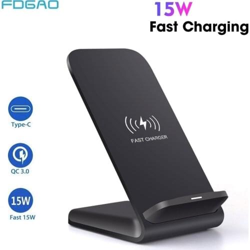 FDGAO 15W Qi Wireless Charger For iPhone 11 Pro X XS MAX XR 8 Samsung S9 S10 Note 10 Fast Wireless Charging Phone Holder Stand