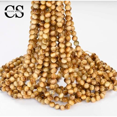 Natural Tiger Eye Stone Beads Yellow Borwn Round Smooth Loose Beads for Jewelry Making Bracelet DIY Accessories 4/6/8/10/12 MM