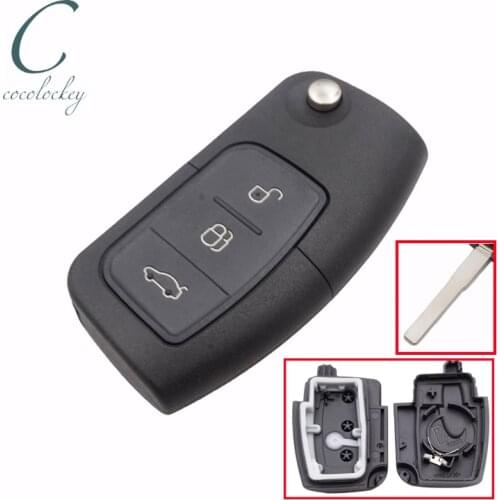Cocolockey Flip Folding Remote Key Shell fit for Ford Focus Fiesta C Max Ka Car Key Blank Case 3 Button Replacement Car Styling