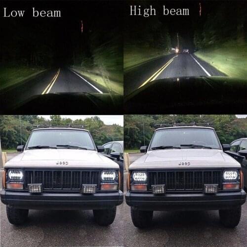 Headlamp 105W DRL White LED Headlight Super Bight Head Lamp For Chevrolet Jeep Cherokee XJ Headl Amps Dropshipping