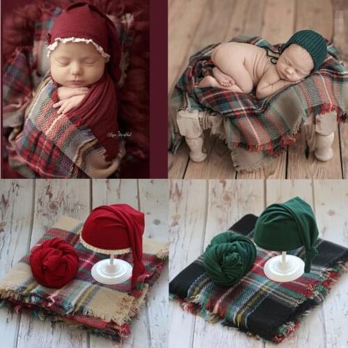 Newborn Photography Props Accessories Baby Shoot Blanket Newborn Christmas Hat Wrap Baby Photo Props Infant Photography Clothing