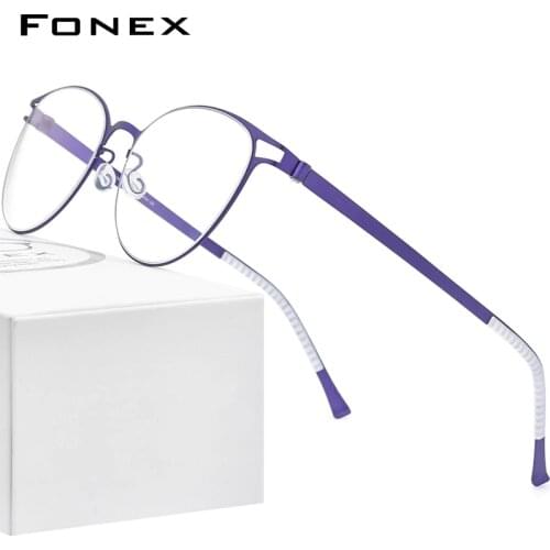 FONEX Alloy Glasses Frame Women 2020 New Vintage Round Myopia Optical Frames Prescription Eyeglasses Men Screwless Eyewear 996