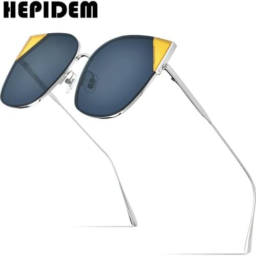 HEPIDEM Cat Eye Sunglasses Women 2020 Luxury Brand Design Fashion Alloy Cateye Sun Glasses Men with Mirror Nylon Lens gm 5019