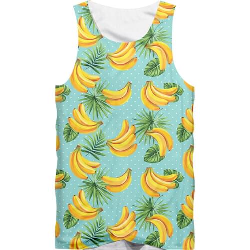 IFPD EU Size Fashion 3D Tank Top Banana Print Casual Plus Size Sweatshirt Mens Leaves Casual Fitness Sleeveless Shirt Drop Ship